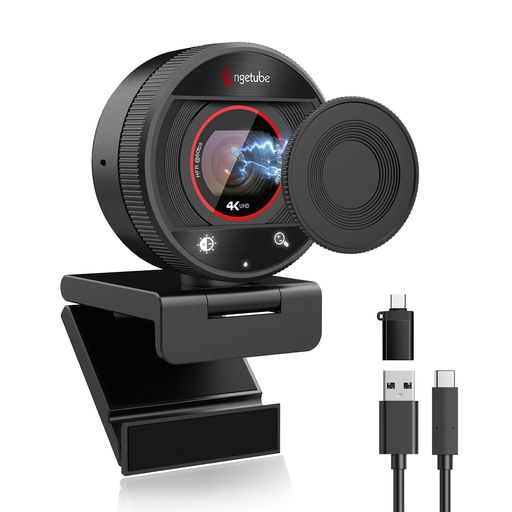 Angetube4KWebカメラforPC、1080P@60FPSストリーミングカメラ|PDAFオートフォーカス搭載、AIノイズキャンセリング、8倍ズーム、プライバシー保護機能付きUSBWebカメラ|ノートPC/Mac/PC
