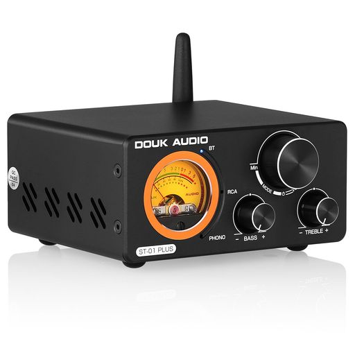 DoukAudioST-01PLUSBluetooth5.2TPA3255デジタルアンプ300W:2.0/2.1チャンネル-パワーアンプ-VUメータ付き-RCA/MMphono