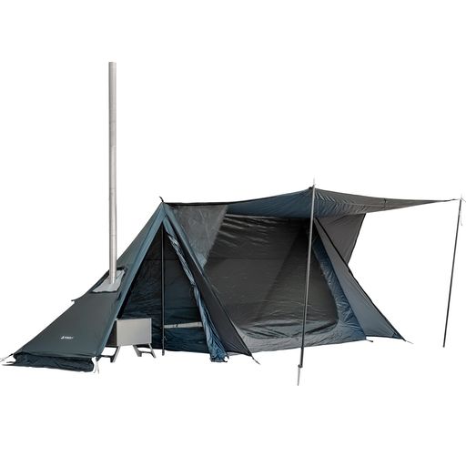 STOVEHUT20パップテント一人用軍幕テント前室付きソロキャンプ用超軽量コンパクト収納焚き火対応防水防風アウトドアブルーグレー