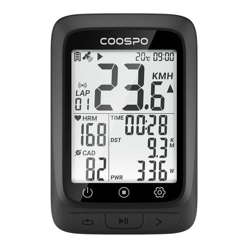 COOSPOサイクルコンピュータGPSサイコンサイクリングコンピュータ無線ワイヤレス自転車スピードメーターバッテリー内臓Bluetooth5.0&ANT+対応ケイデンススピードセンサー連続IP67級防水2.3イン…