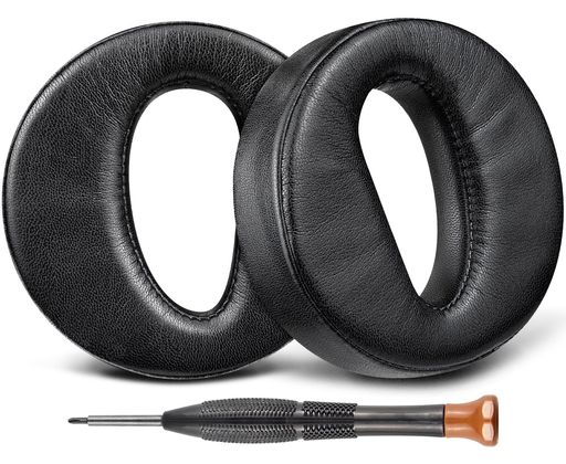 SOULWIT イヤーパッド イヤークッション for Sony MDR-Z7(MDRZ7)/MDR-Z7M2(MDRZ7M2) 用 交換 パッド ヘッドパッド 柔らかいプロテインレザー イヤーカップ 高密度フォーム 耳当て - ブラック｜Happy Hour 1414
