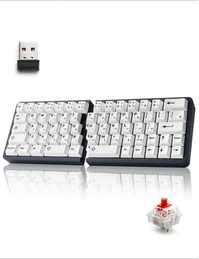 YIVU 60% ワイヤレス 左右分離型 メカニカルキーボード 英語配列 (かな印字あり) GATERON MX赤軸 ホットスワップ QMK/VIAL対応 PBT｜Happy Hour 1414