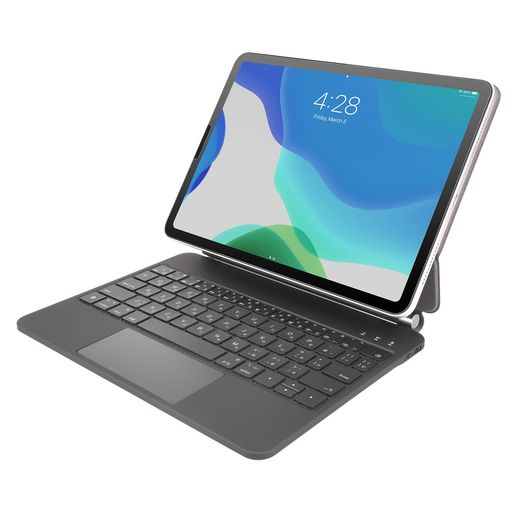 マジックキーボードRiiHL128iPadAir4/5/6、iPadPro/11対応スマートマグネットフローティングデザイン、トラックパッド付きキーボードケース、7色バックライト、日本語配列、ブラック