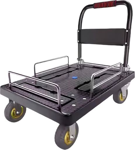 Jumei 台車 折りたたみ式 バスケット台車 カゴ付き 4inキャスター 耐荷重150kg ストッパー付き 積載面71x47cm 手押し 転落防止 高強度 360&deg;回転キャスター 運搬用 ワゴン キャリーカート 家庭用 &hellip;｜Happy Hour 1414