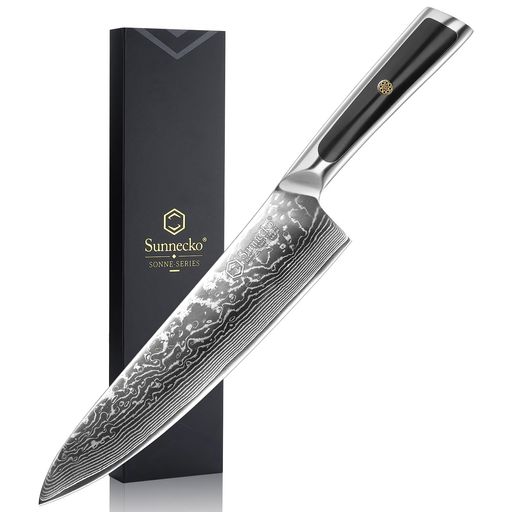 Sunnecko 包丁 牛刀 203MM ダマスカス 67層 ステンレス 鋼 家庭用 キッチン 両刃 万能 よく切れる 野菜 肉 魚 プレゼント 結婚祝い パン切り｜Happy Hour 1414