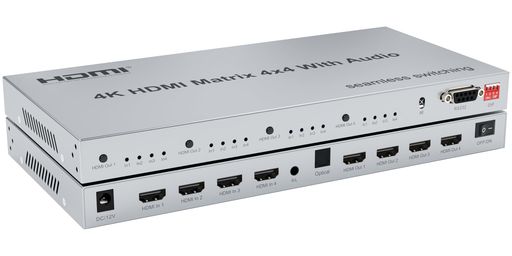 4K HDMI行列 4x4 音吐付(シームレスうつり変わり) 4K 30サイクル HDMI行列 音吐引きはなす最終生産物 仕掛けるとっ始めボックス席 マイコン見せびらかす設備 映写機 マイコン なおなお書き3/4 高品位テレビ用