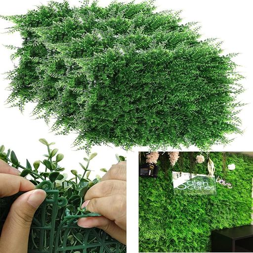 uyoyous ウォール フェイクグリーン 人工植物マット 壁掛け 人工壁の芝生 ウォールグリーン 12枚 40cmx60cm 厚さ10cm 壁のデコレーション室内外兼用マット 目隠し グリーン スクリーン (人工シダ)｜Happy Hour 1414