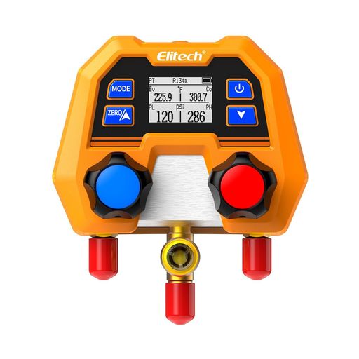 Elitech デジタル冷媒マニホールドゲージ - 600PSI/41Bar対応、88種類以上の冷媒測定、IP54防水防塵 自動車AC&HVACシステム用, DMG-2SE|Happy Hour 1414