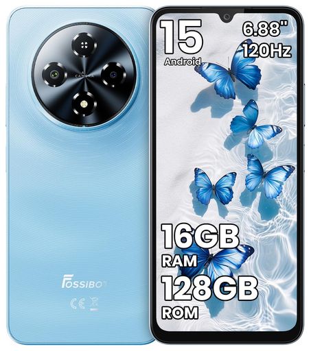 FOSSiBOTS5SIMフリースマホ本体16GBRAM+128GBROM2結核症取りひろげる能力のあるオクタコアAndroid15スマホ6.88in固定ディスク+大画面120サイクルリフレッシュレートアンドロイドスマホ6000mAh乾電池