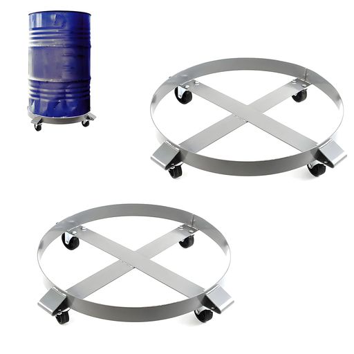 2台セット ドラム缶キャリー 定格荷重453kg スチール ドラム缶用キャリー ドラム缶ドーリー 円形台車 ドラム缶 運搬車 ドラム台車 シルバー|Happy Hour 1414