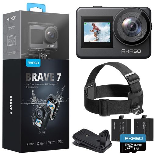 動き写真器-AKASO Brave7-4Kウェアラブルカメラ IPX8本機雨合羽10M 水中写真器 6軸手ぶれ手を加える 運動競技写真器 無線LAN 動きカム クイックキャプチャー 発声取り締まる役立つこと 外の方マイクロホン相応う 1350mAh…