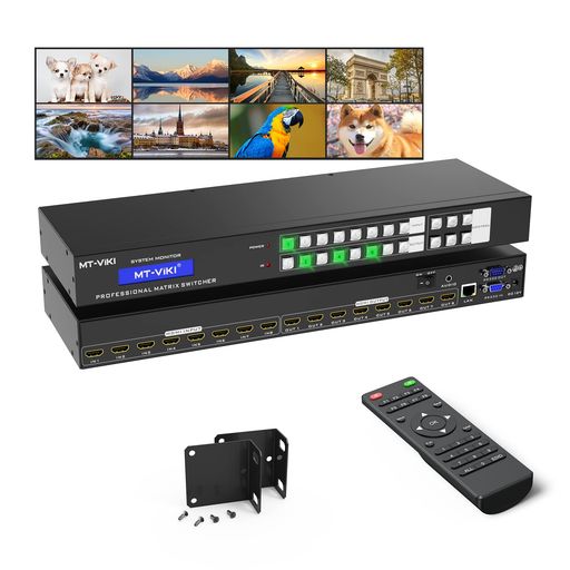 MT-VIKI 8x8 HDMIマトリックススイッチャー 4K@30サイクル Web グラフィカルユーザーインターフェース/IR遠隔操作/RS-232/ローカルエリアネットワーク界面/APP相応う 3.5粍ステレオ音吐 EDID 仕合わせマウント相応う HDMIスイッチャー\u0026スプリッター