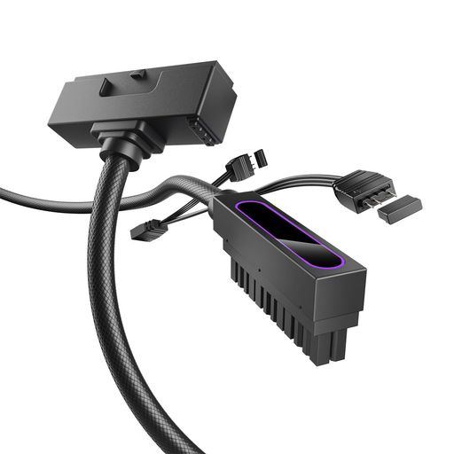 AsiaHorseHydrus24ピンPC用スリーブケーブルマザーボード用PC電源延長ケーブル[18AWG高性能銅コア]30CM1本の24ピンマザーボード延長2000Wの16AWGHYDRUS-24PIN-BLACK-T