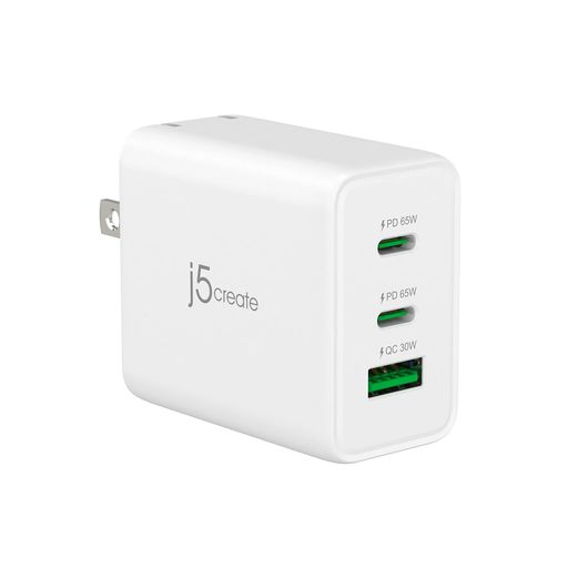 j5createUSB-CGaN急速充電器PD65W対応USB-Cx2USB-Ax13ポート搭載折畳みプラグ超小型軽量マルチ保護機能搭載PSE適合過電流・過熱・過充電保護MacBookiPadiPhoneGalaxy