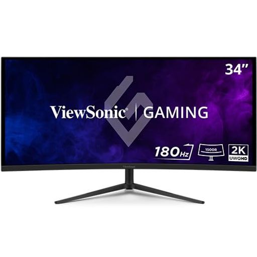 ViewSonicビューソニックジャパン34型曲面型ウルトラワイドゲーミングモニターVX3418C-2K(180Hz/1ms/UWQHD3440x1440/21:9/VA/HDMIx2DPx2/フリッカーフリー/ブルーライト軽減/3年保証)