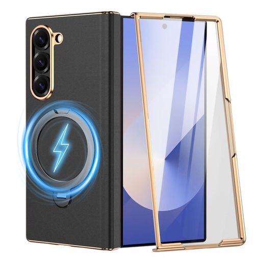 【360°回転させる磁石照明ランプ積み上げる】GalaxyZFold6容れものMagSafe相応う【硝子写真フィルム付き添い人】本革調米軍MIL判定基準判定基準の耐衝撃腹積もり蝶つがい/水晶体/画面を傷やぼうぜん自失から物のみごとに差し固める黄ばみ押しとどめる産業滑…