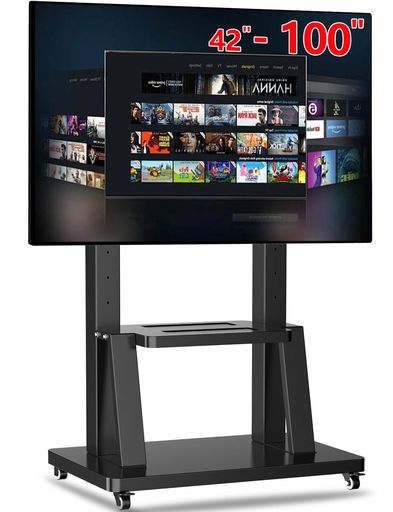 GLWIXY 大型テレビ受像機台 移し替える式 一本立ち型テレビ受像機照明ランプ ご機嫌手あい 振り合い 天板/棚付き添い人 可動性照明ランプ テレビ受像機ゲーム盤 TV 立ち会い場照明ランプ TV手押し車 42-100in相応う 耐荷重80kg VESA200*200粍~900x600粍