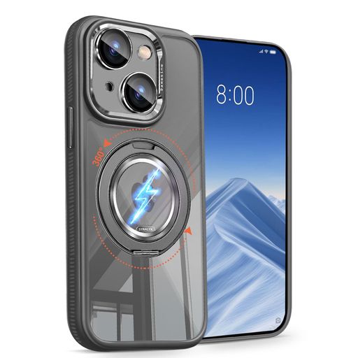 DAMESINEiPhone15用ケースMagsafe対応リングスタンド付きクリアアクリル背面シリコン耐衝撃滑り止め薄型カメラコントロールボタンキラキラな着脱式カメラカバー黄ばみ防止かわいいあいふお…