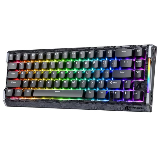 ATTACK SHARK R68HE ラピットトリガー ゲーミングキーボード カーボンコンポジット ポーリングレート8000Hz対応 RT0.005mm RGB 有線USB HUANO磁気スイッチ 0.08msディレイ ゲーミングキーボード｜Happy Hour 1414