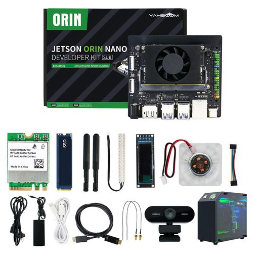 YahboomJetsonOrinNano8GB積み上げる、67TOPSの高性能人工知能学養成一揃いの道具。256GBSSD、Jetson専用容れもの、RGB冷やかす取り合わせ、USB写真機嘱するでROS2養成を完膚なきまで受け支える。(OrinNano8GBMiniPC