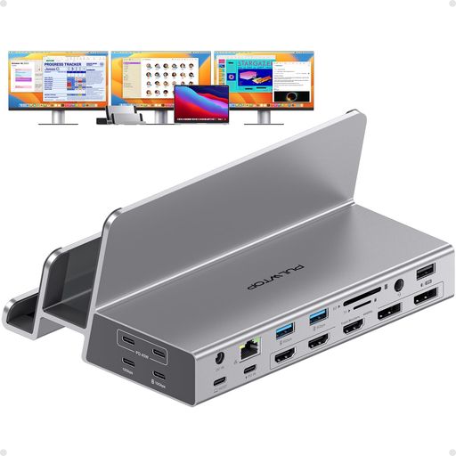 PULWTOP19-インチ-1トリプルディスプレイドッキングステーション、MacBook用デュアル照明ランプ3管するドック、トリプル4K@60サイクルモニタードッキングステーション、100WPD、3HDMI界面+2DP4K界面、2