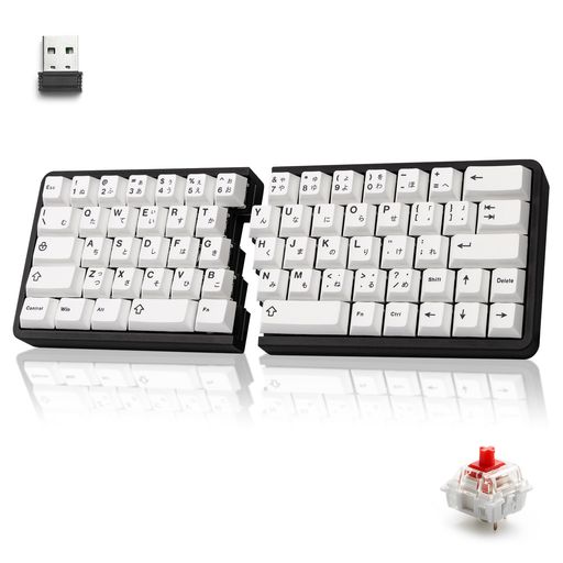 【YIVU】60%取りわける式メカニカルキーボードワイヤレス赤軸ゲーミングキーボード万物の霊長科学技術QMK/Vial相応う熱っぽい取り換えるUS申し合わせ(かな印字手当たり旗がしら)