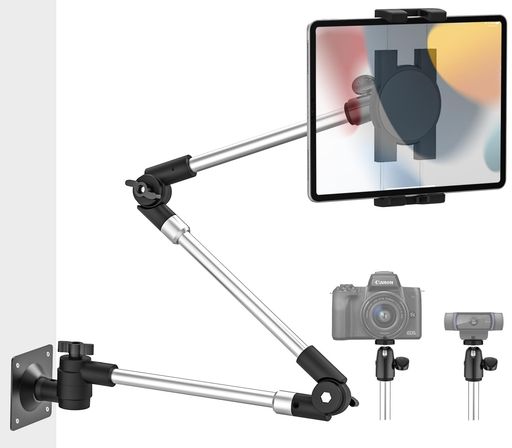 Dosvsiタブレットウォールマウントipad飾りつけ照明ランプ思わしいな軽銀900粍折りたたみ式ロングアームタブレット壁マウント360°回転させるスマホホルダー1/4in螺子釘付き添い人手当たり次第調節する蝶つがい手耐荷重…