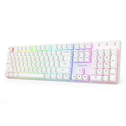 RedragonK710ワイヤレスゲーミングキーボード青軸力学的テンキー付き添い人英語申し合わせ【Bluetooth/2.4G/有線】無線電話鍵盤申し受ける式RGBバックライトメタルパネルPBT手当たり旗がしらパソコン/Mac相応う(白いこと)