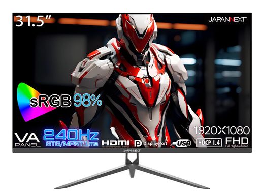 JAPANNEXT 31.5インチ ゲーミングモニター 240Hz 1ms フルHD 1920x1080解像度 VA パネル ディスプレイ (HDMI/DisplayPort/VESA対応/ブルーライトカット / 視野角178°)|Happy Hour 1414