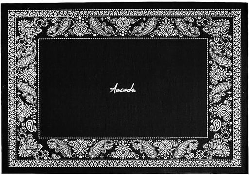 Aucudaドラムマットドラムセット防音マット180X120cmオリエンタル柄ドラム専用アパート練習用ライブ演奏黒