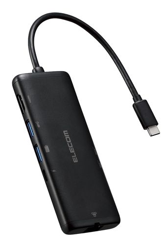 エレコムUSB-Cハブドッキングステーション7in1PD対応100WLANポートHDMI4K60Hz高速データ転送5GbpsSD/microSDブラックDST-W02