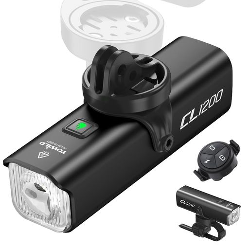 TOWILD CL1200 リモコン付き 自転車フロントライト USB-C充電式 1200ルーメン 5000mAh大容量 ロードバイク/クロスバイク用 下付け サイクルライト 夜間走行 サイクリング用ライト|Happy Hour 1414