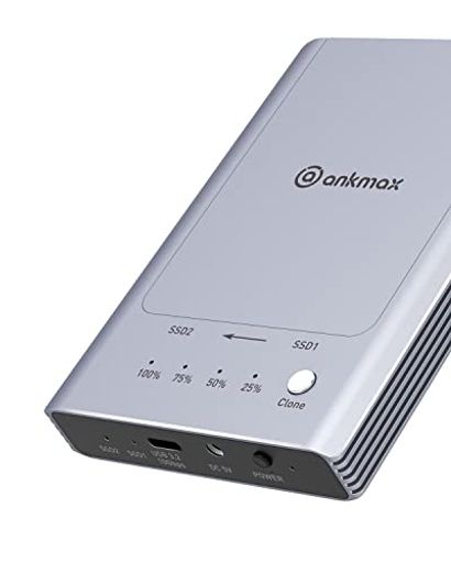 AnkmaxNVMeM.2デュプリケーターM2U32CデュアルベイオフラインクローンSSD縛ステイション、手道具不必要の軽銀2ベイUSB3.210Gbps外の方SSDエンクロージャ、ワンキーシステムディスク