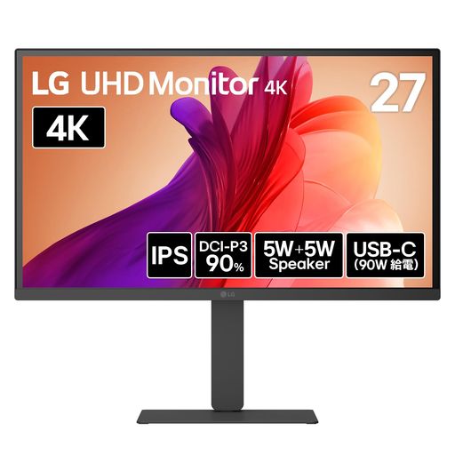LG 管する 見せびらかす 27U730A-B 27in/4K(3840x2160)/IPS/DCI-P3 90%/HDR/アンチグレア/HDMIx2/DisplayPort/USB Type-C(USB