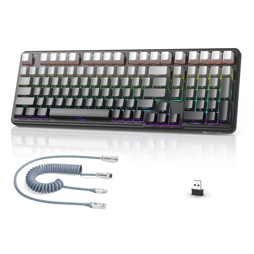 MAMBASNAKEATTACKSHARKX98ゲーミングキーボード無線メカニカルキーボードワイヤレスbluetoothキーボード102キー3モード接続Bluetooth/2.4G/有線カスタムリニアブルーベリー軸熱交換可能