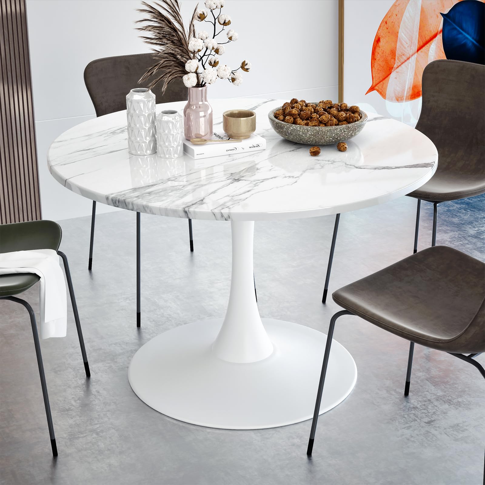 丸速見表 夕ご飯速見表 table 珈琲速見表 サイドテーブル MDF丸速見表 幅107cm×高さ73珊 天板の厚さ2珊 耐荷重100kg 今日このごろ的ひな形 雨合羽防刮 マーブル飾りつけ 耐久性引き当て