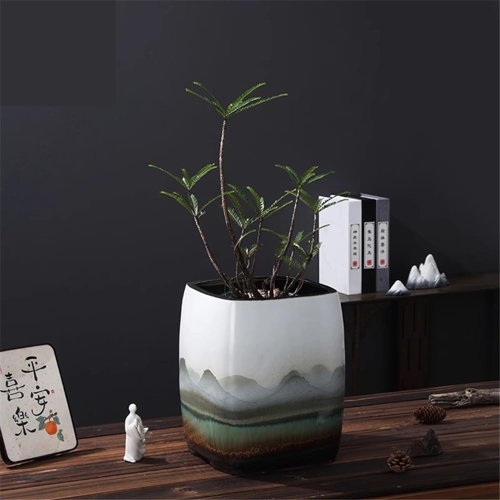 鉢中国陶芸鉢、景徳鎮スクエアレトロリビングルームかざり付ける、身寄り用盆栽陶芸鉢