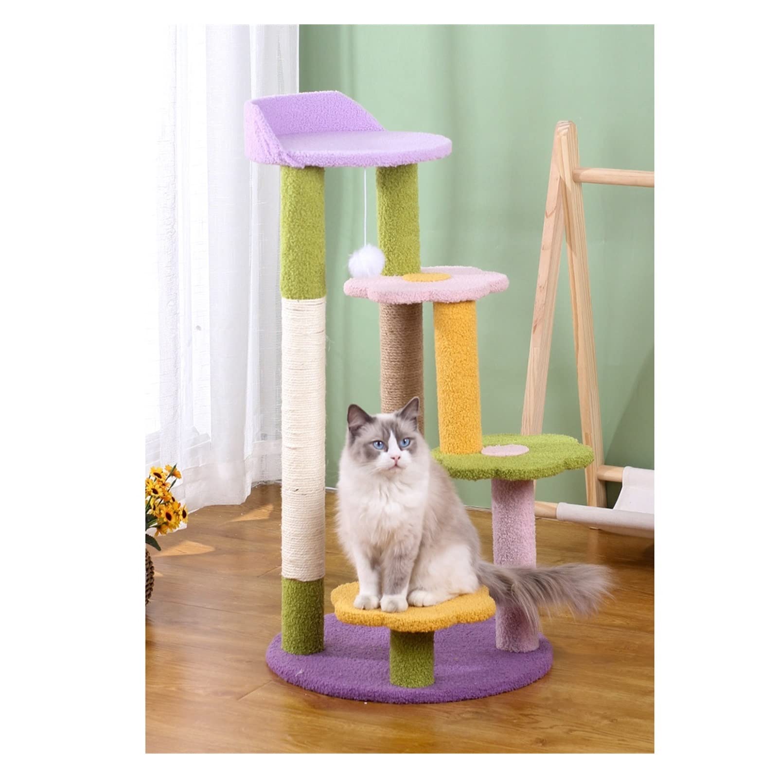 猫 木 花 猫 クライミング一こま 三層 猫砂 1 猫 一こま 猫の遊び道具 猫 スクラッチポスト 愛玩動物備品 猫コンドミニアム