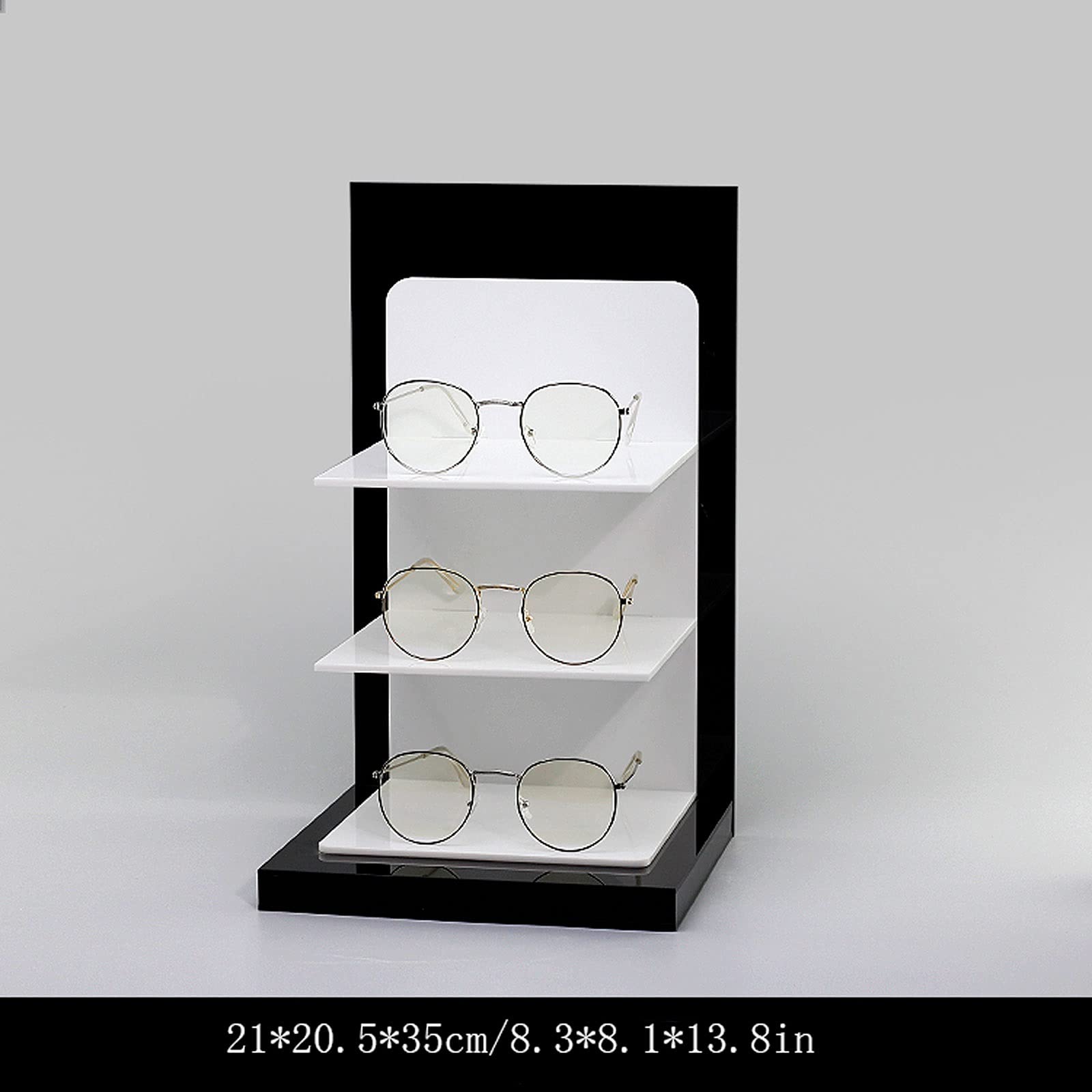 メガネホルダーディスプレイスタンド 3ありの実モノクロームアクリル樹脂黒眼鏡請け売り見せびらかす照明ランプ、卓上メガネ納めるラックショーケーススタンド 眼鏡保持者 日用品雑貨・文房具・手芸-その他-生活雑貨