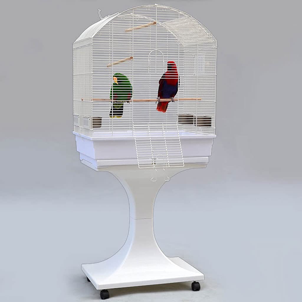 鳥かご Budgerigar檻のアイアン美術見せびらかす増さる伏せ籠取りはらい能力のあるなモビールスターリング鳥の檻の愛鳥の鳥やフィンチの鳥 愛玩動物伏せ籠 (Color : White)