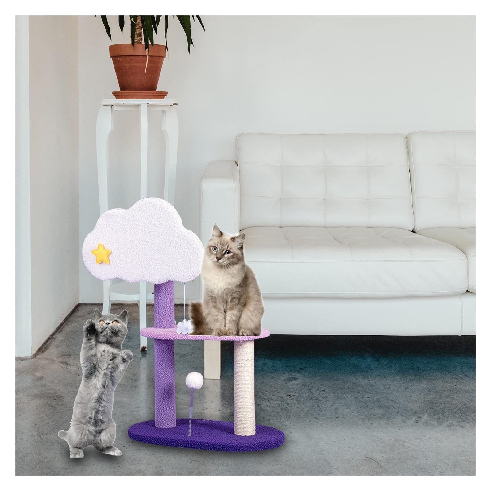 猫の山登り一こま 2層の猫の爪とぎ郵便うけ猫の爪とぎの屋内命のせんたく用の猫の爪とぎの木 活動写真キャットクライミングツリー