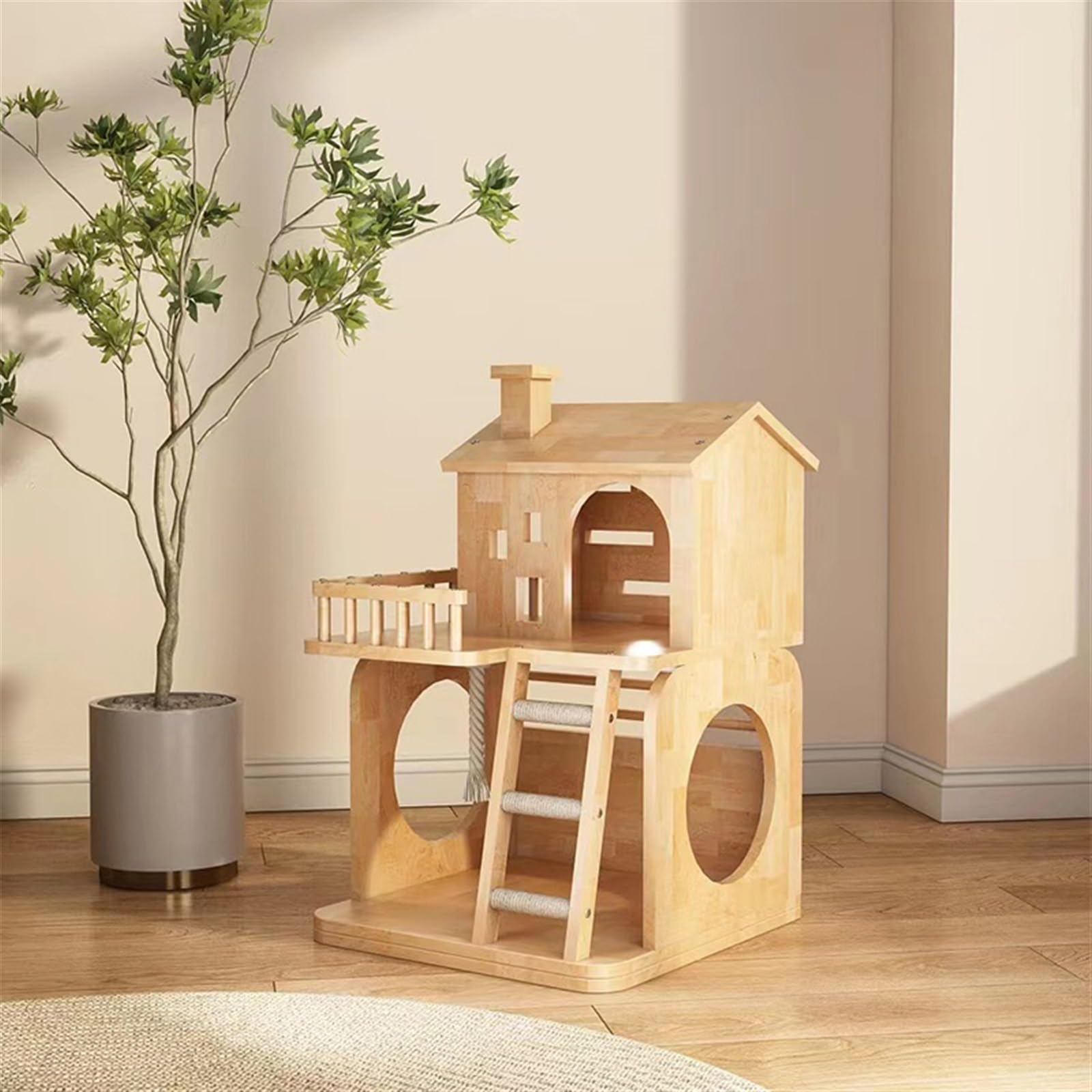 猫掘ったて小屋 木製猫クライミングフレームネストダッジハウス木製猫天然木 1 つは空白文字を取らない摩擦爪新聞のコラム飛び降りる台小さなアパルトマン 猫の伏せ籠 (Color : A)