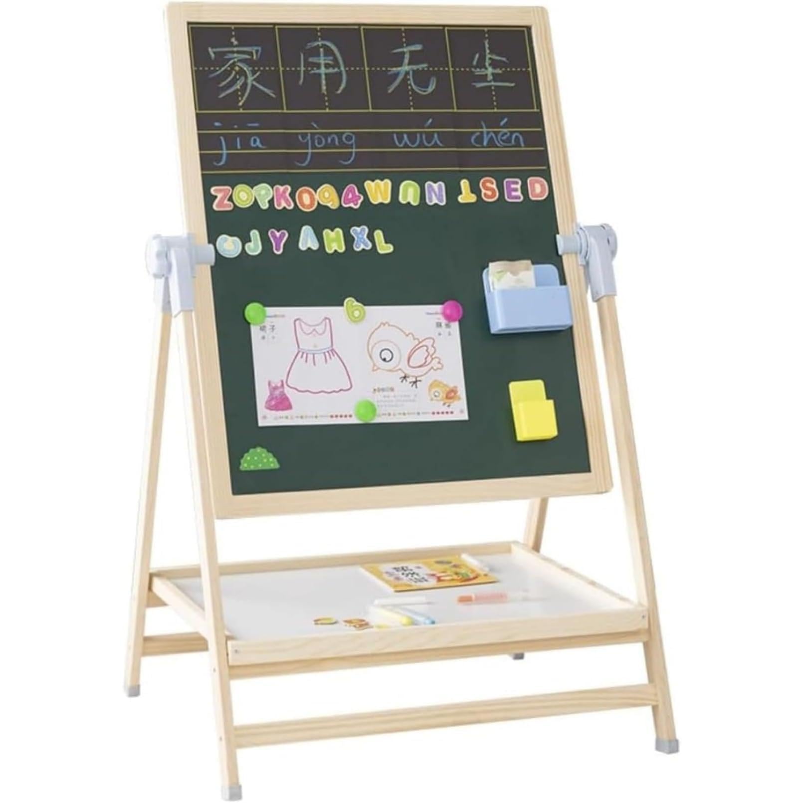 木製折りたたみ式 赤ちゃん用両面塗板｜360° 回転させる・高さ自然調整能力のある ホコリ無償性遣りかた｜身寄り用画架照明ランプ お絵書きゲーム盤｜省あき場所心積もり 学びとる手道具兼手あそび｜触れ散らかす貼り出し相応う 安全性のある社会システム 今めかしいひな型 (M,B)