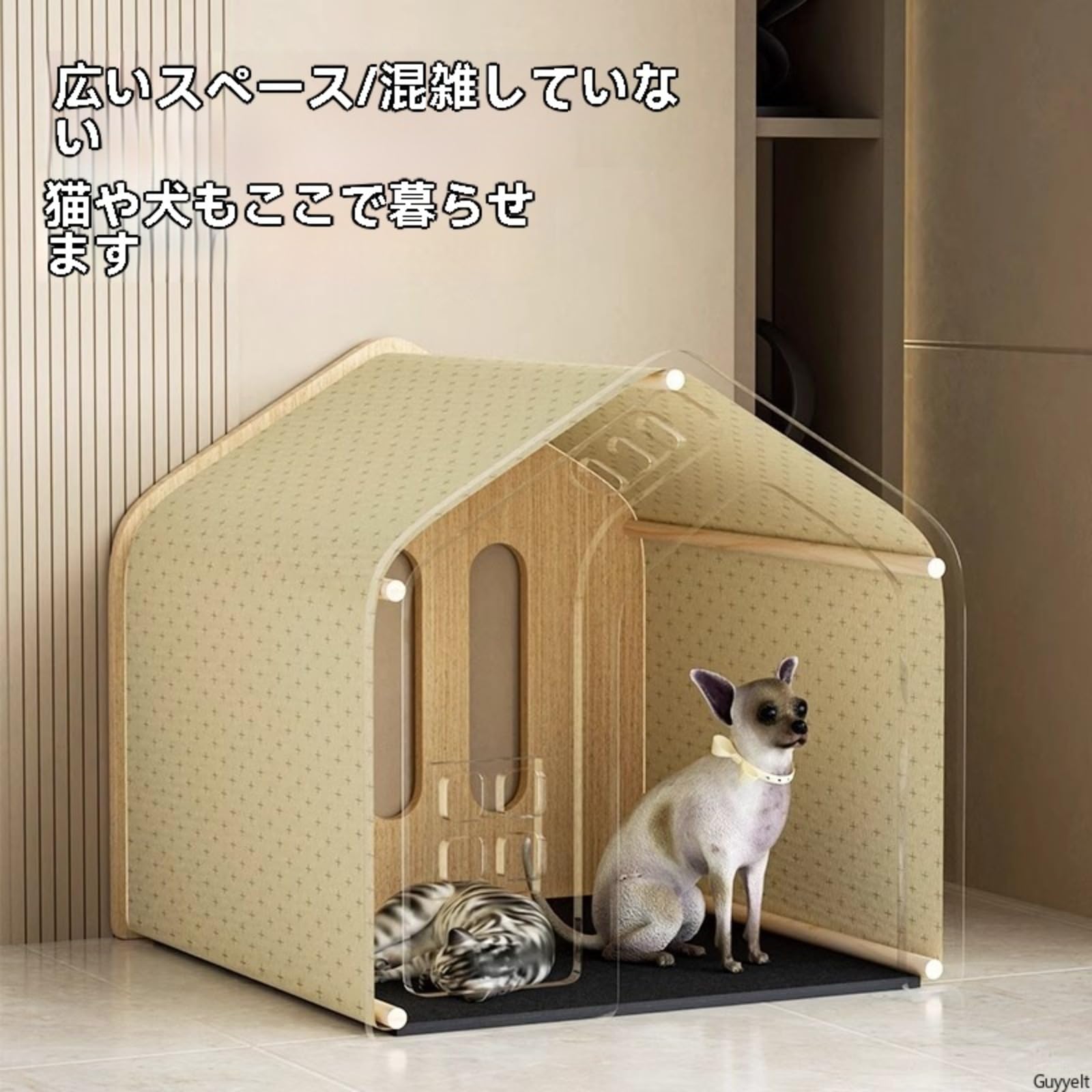 犬掘ったて小屋 猫棲み家、木製犬掘ったて小屋 室外用 犬舎 屋外 屋内 猫棲み家 木製伏せ籠 通気 木製別墅、日焼打つ手 雨除け 水洗いする 耐腐食 立ち会い場引っ敷き付き添い人 精神的な統合飾り気の無い 身寄り用 縁側 アトリウム 四季相応う 小型犬 中型犬用 大型犬用 (たわい無い)