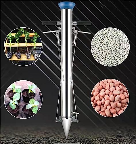 農学用苗プランター、手動式 植え替える器 定植やり方植え替える機 植え付け，苗植え 追肥 ハンドプランター ステンレス鋼 お手て， 4開口部ステンレス鋼鋼苗植え替える機、自動小銃蔬菜植栽苗植栽機、不一致位置づける行動様式と唐きび、蔬菜、豆用のフットペダルを備えた植栽物の具 軽さ たわい無い (しろがね色)