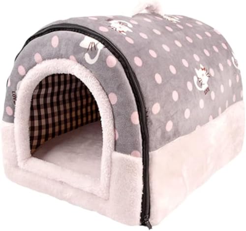 猫 べッド 犬 ベッド 猫ハウス 冬 猫用ベッド 猫 ドーム型 ペットクッション ペットソファ 可愛い 柔らか 水洗え 滑り止め 小型犬 ペット小屋 室内用 クッション付き (S/37*30*30cm,ピンク)｜ハッピージョイフルマーケット
