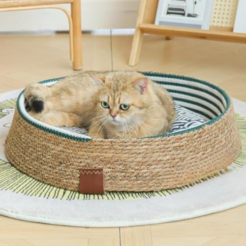 猫 臥榻 猫用 愛玩動物 犬用 愛玩動物 臥榻 ラタン 猫かごネスト 柳藤編み キャットベッド ねこ 小型犬 秘密捜査員 犬用臥榻 藤編み 洗える オール時節 洗い濯ぎ飾り気の無い 通気性 夏用 ござ付き添い人 座布団付き添い人 小中大型犬用 手編み ドッグハウス (40糎,B)