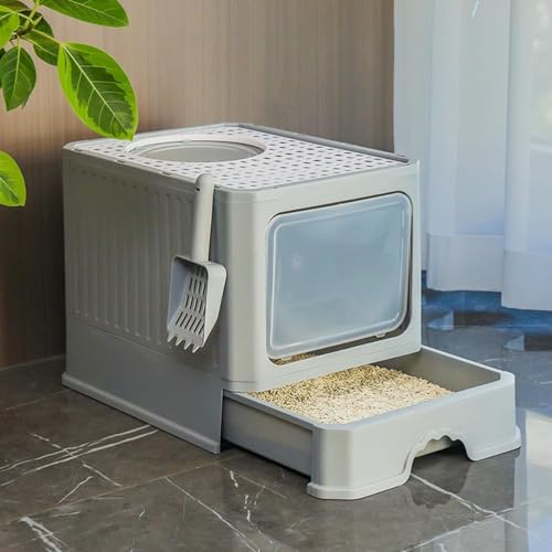 猫 室内用便器 - 猫 室内用便器 大型 猫 取り合わせ室内用便器 シャヴェル付 - 50 * 40 * 45 コマーシャル 猫の室内用便器 上から猫室内用便器 猫の馬鹿でかい室内用便器 大静電容量 大型 砂の飛び散ら押しとどめる 洗い濯ぎ飾り気の無い 脱臭抗菌 抽き出し式 お洗い濯ぎ楽 真っすぐ室内用便器 猫砂