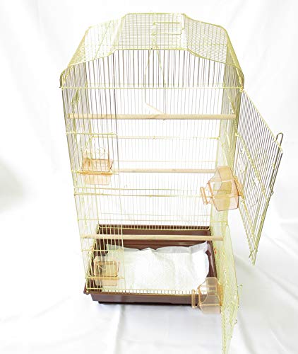 鳥かご 小鳥伏せ籠 鶏小屋 大型 複数形飼い 精神的な統合式 ゲージ インコ オカメインコ (ゴールド) 愛玩動物敷き妙50枚付き添い人
