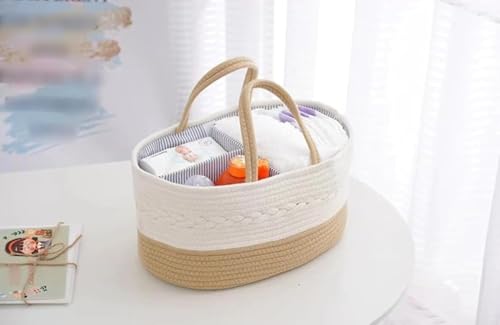 おむつストッカー オムツ収納ケース コットンロープ バスケット ベビー用品 手作り 多機能 収納ボクス 折りたたみ 赤ちゃん カゴ おもちゃ (36*23*17cm,グレー)